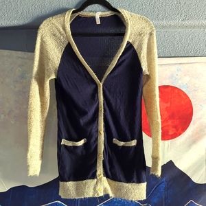 Lightweight varsity style cardigan sweater